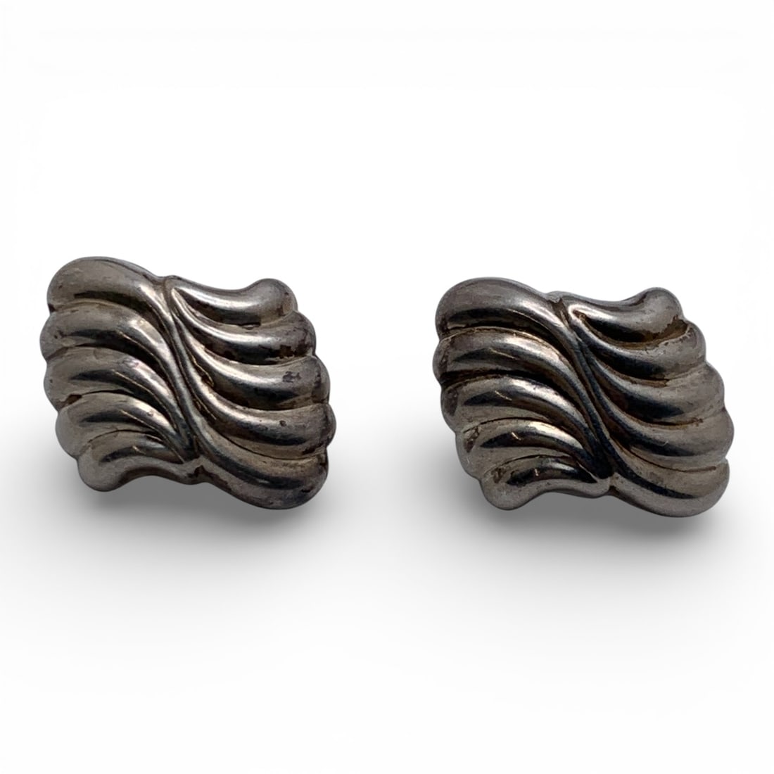 Pair Of Sterling Silver Earrings: Marked 925 - 1 1/4" Long - 12.3 Grams