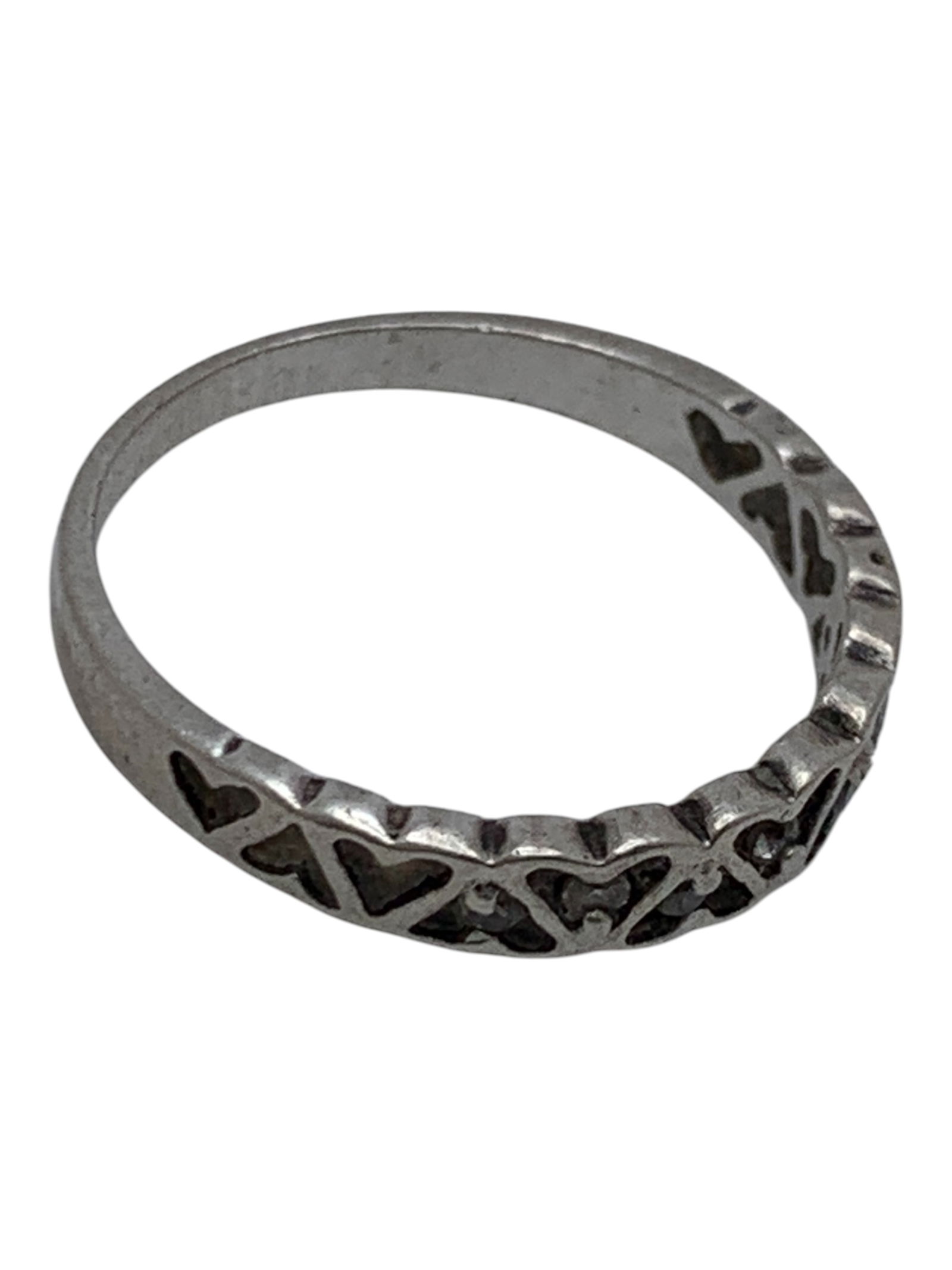 Sterling Silver Ring With Clear Stones - 4