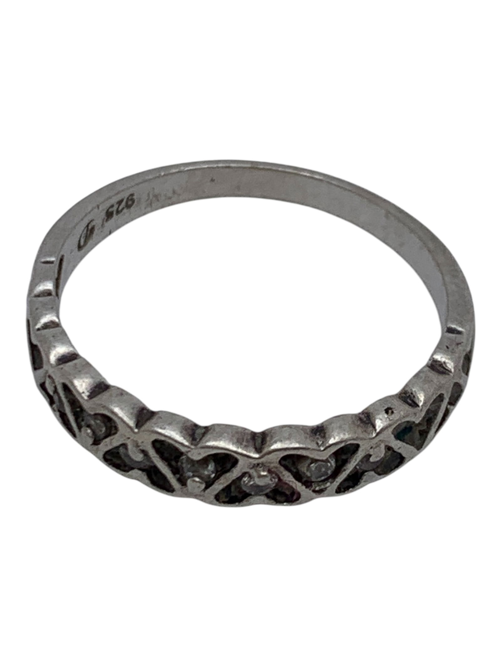 Sterling Silver Ring With Clear Stones - 5