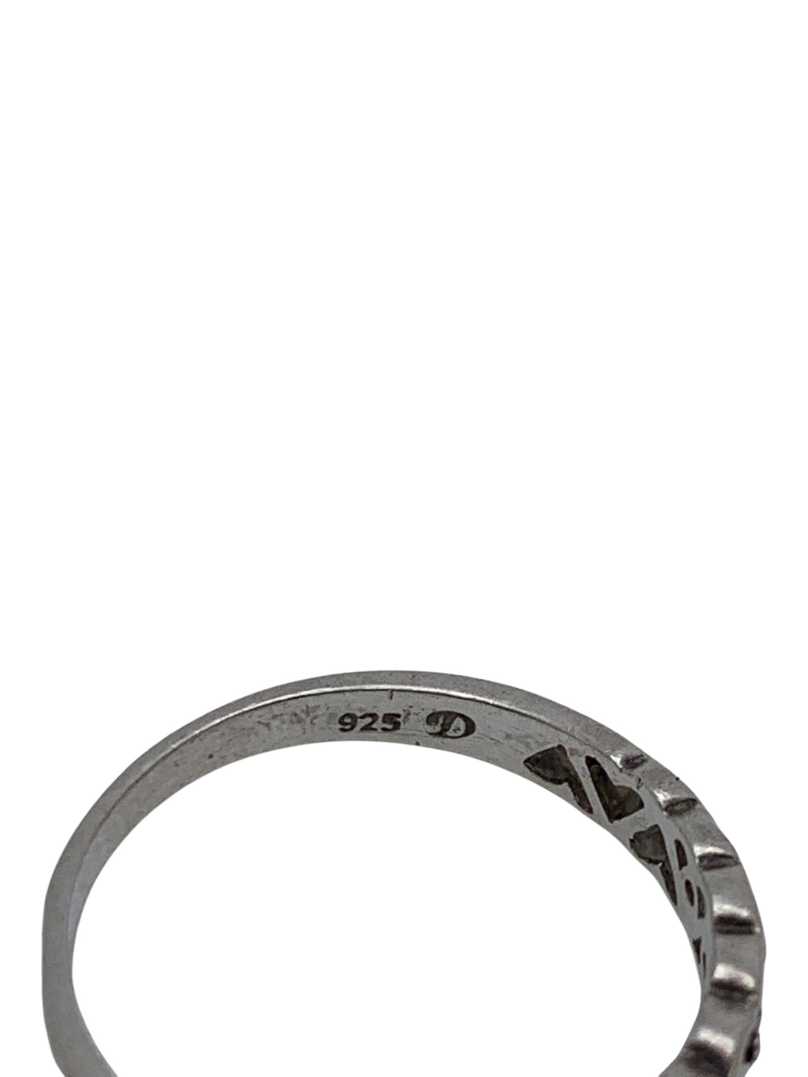 Sterling Silver Ring With Clear Stones - 6