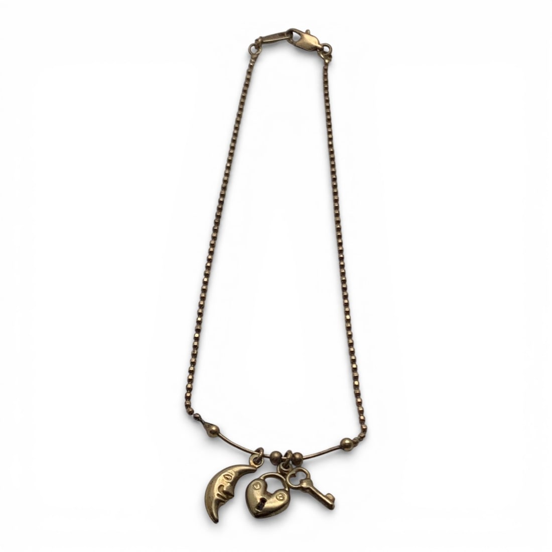 14k Yellow Gold Charm Bracelet: Marked 14k - 10 1/2" Long - 2.7 DwtGemstones Tested With Presidium Gem Tester Il - Berners Does Not Guarantee Authenticity Of Gemstones