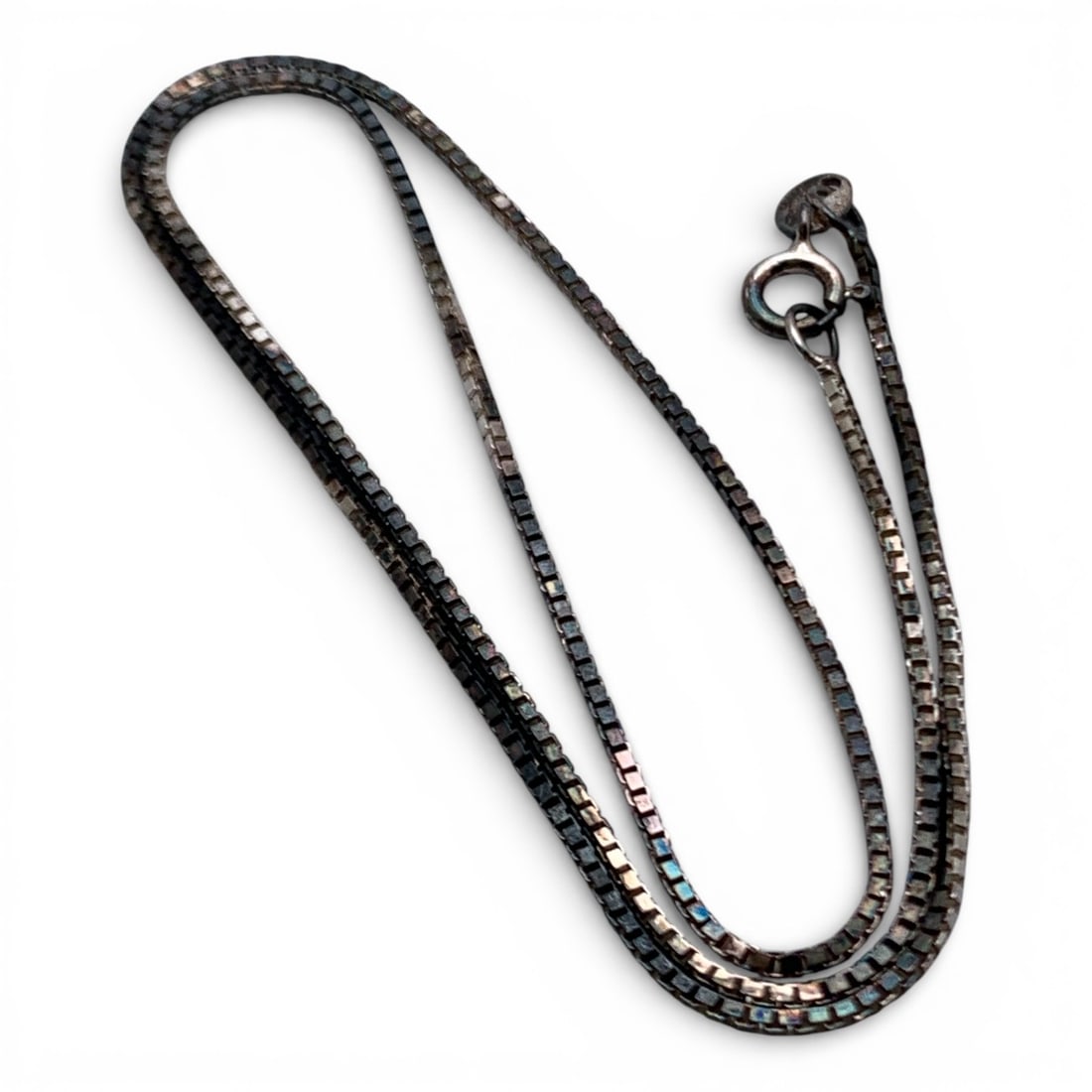 Sterling Silver Box Chain Necklace: Marked 925 - 16" Long - 3.6 Grams