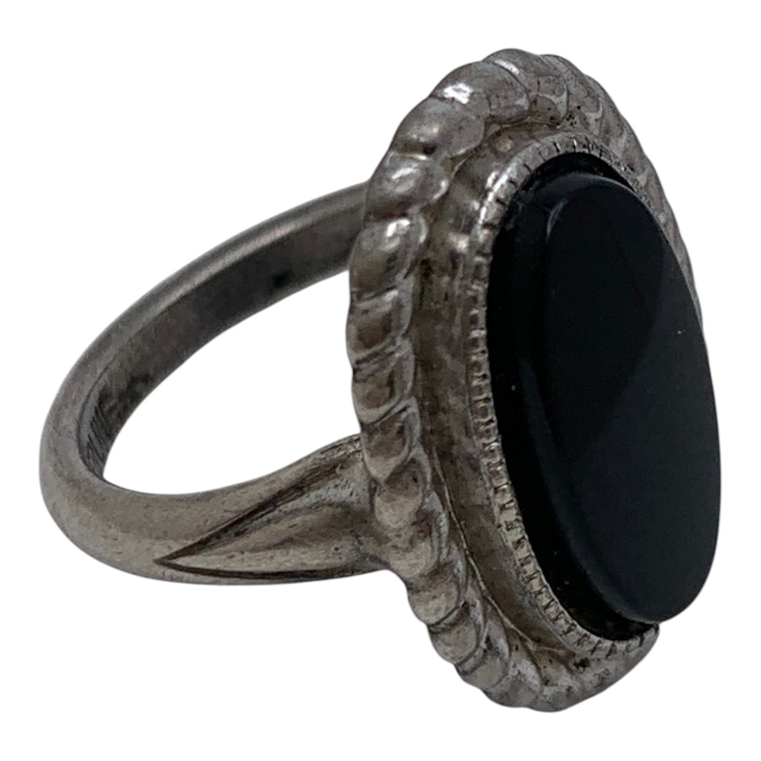 Silver & Black Stone Ring - 4