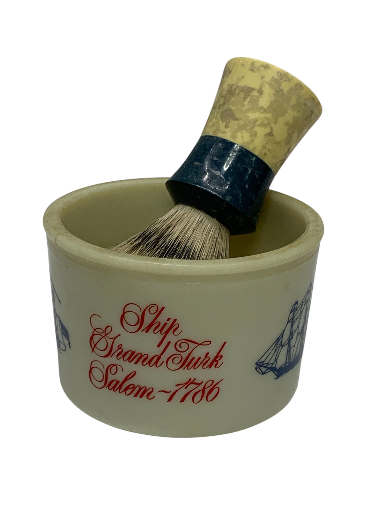 Vintage Ship Grand Turk Shaving Mug And Brush: 2 1/4" Tall