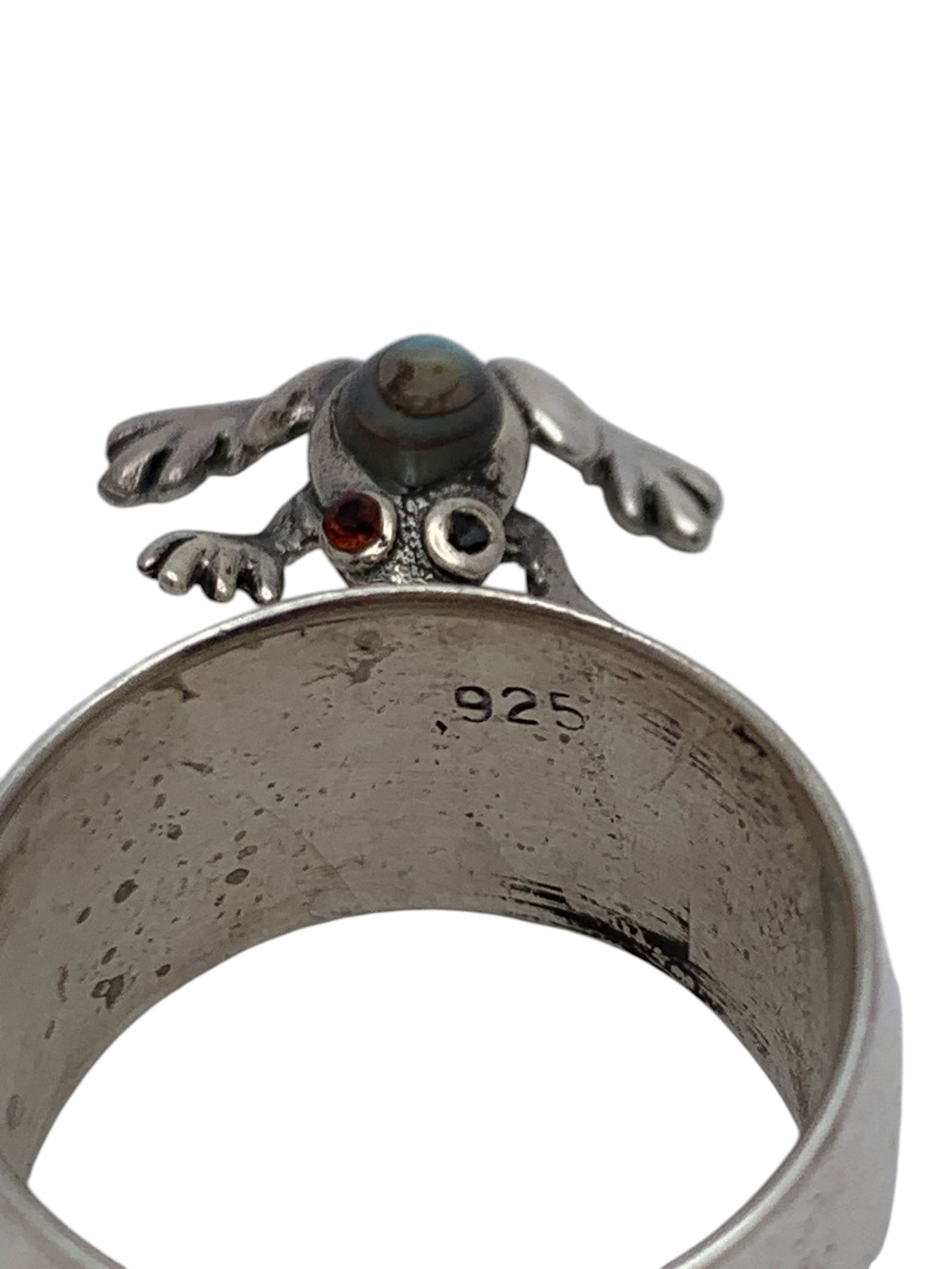 Sterling Silver Frog Charm Ring - 3