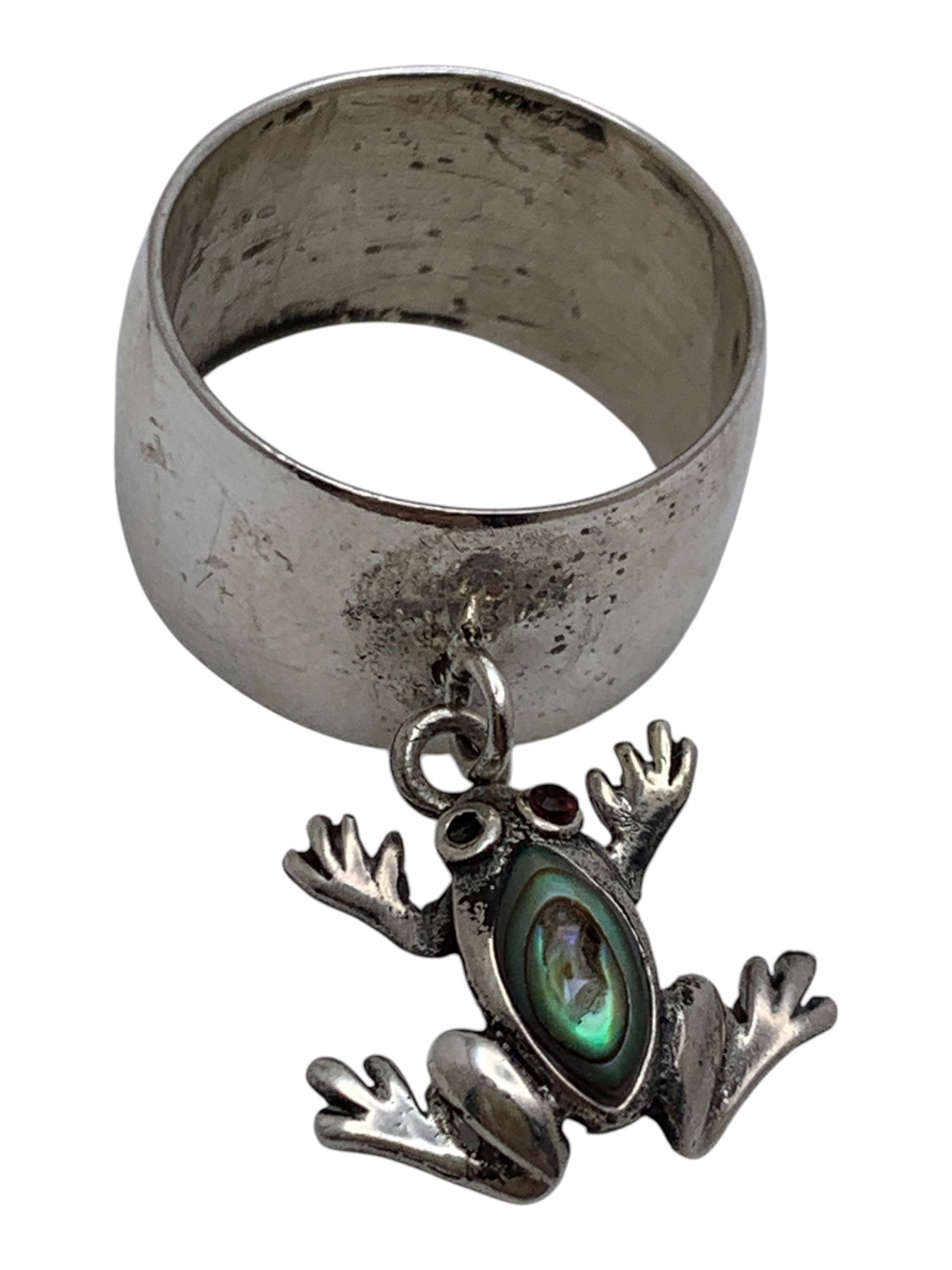 Sterling Silver Frog Charm Ring - 5