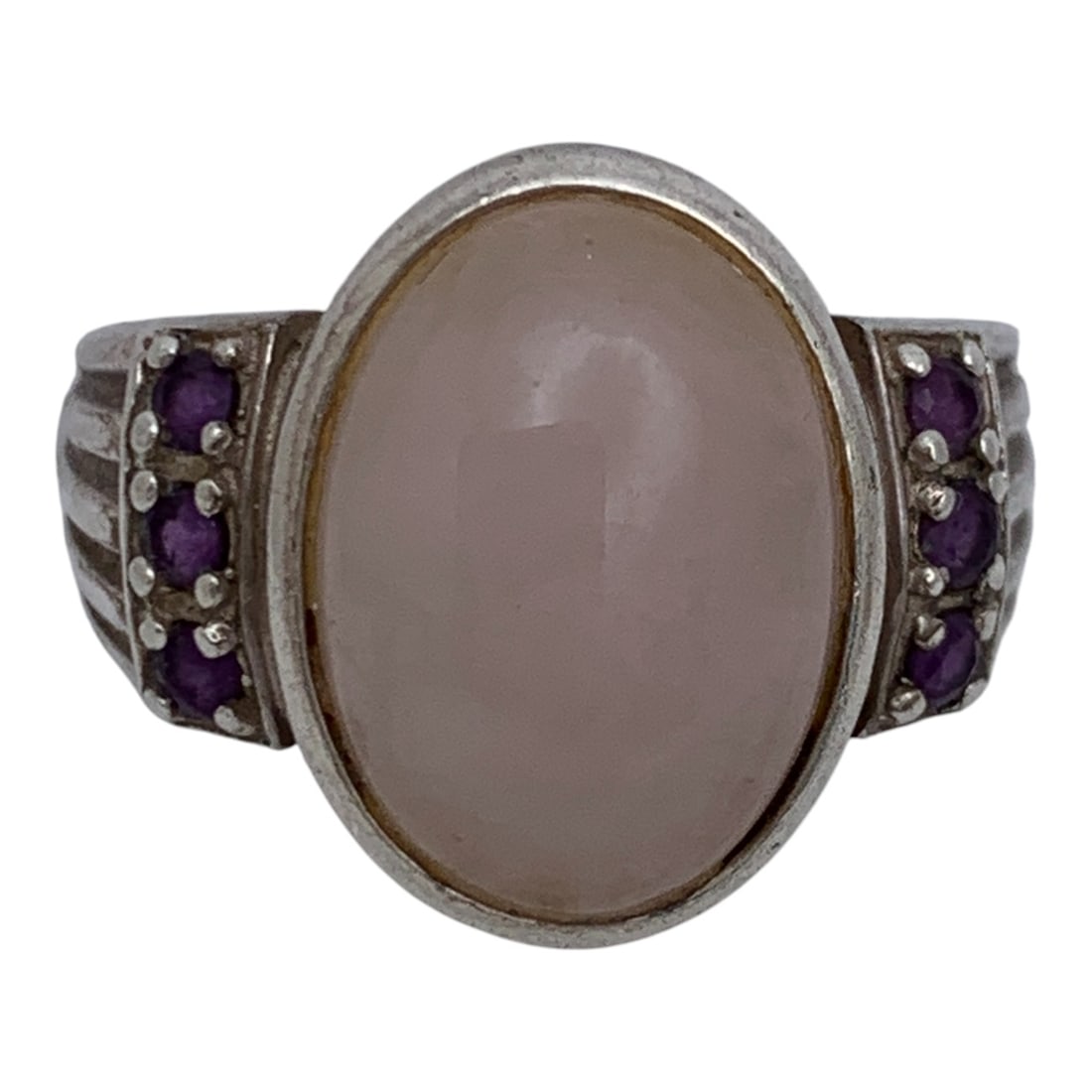 Sterling Ring With Pink & Purple Stones: Marked 925 - Size 7 - 5.2 Grams