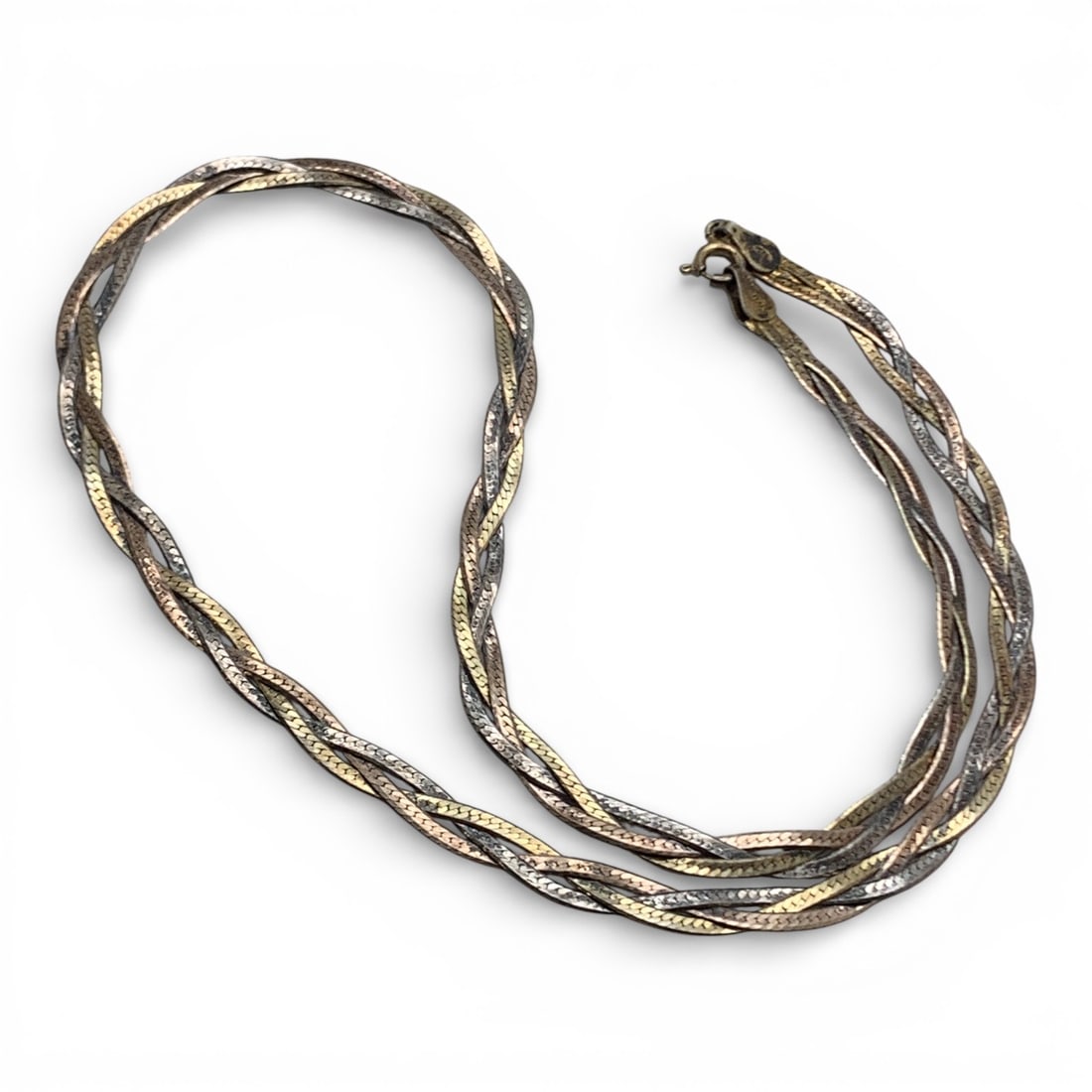 Sterling Silver Braided Necklace: Marked 925 - 18 1/8" Long - 9.3 Grams