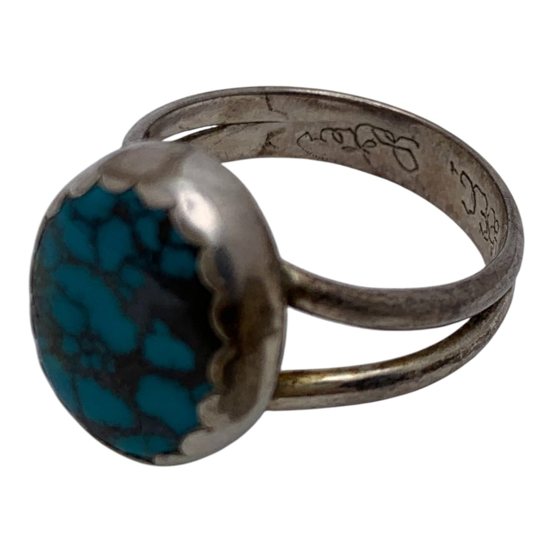 Silver Ring With Blue/black Stone - 3