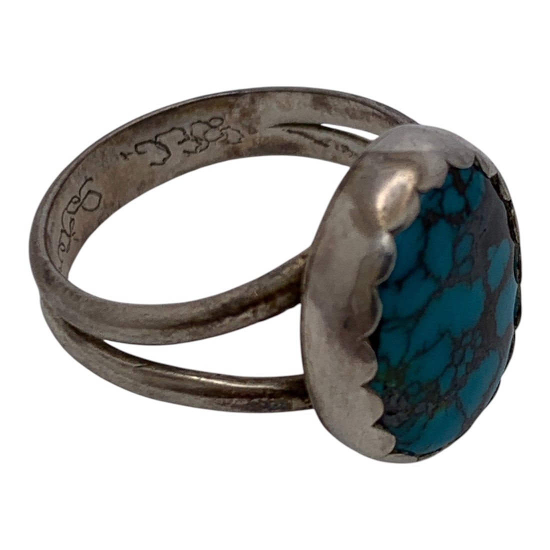 Silver Ring With Blue/black Stone - 4