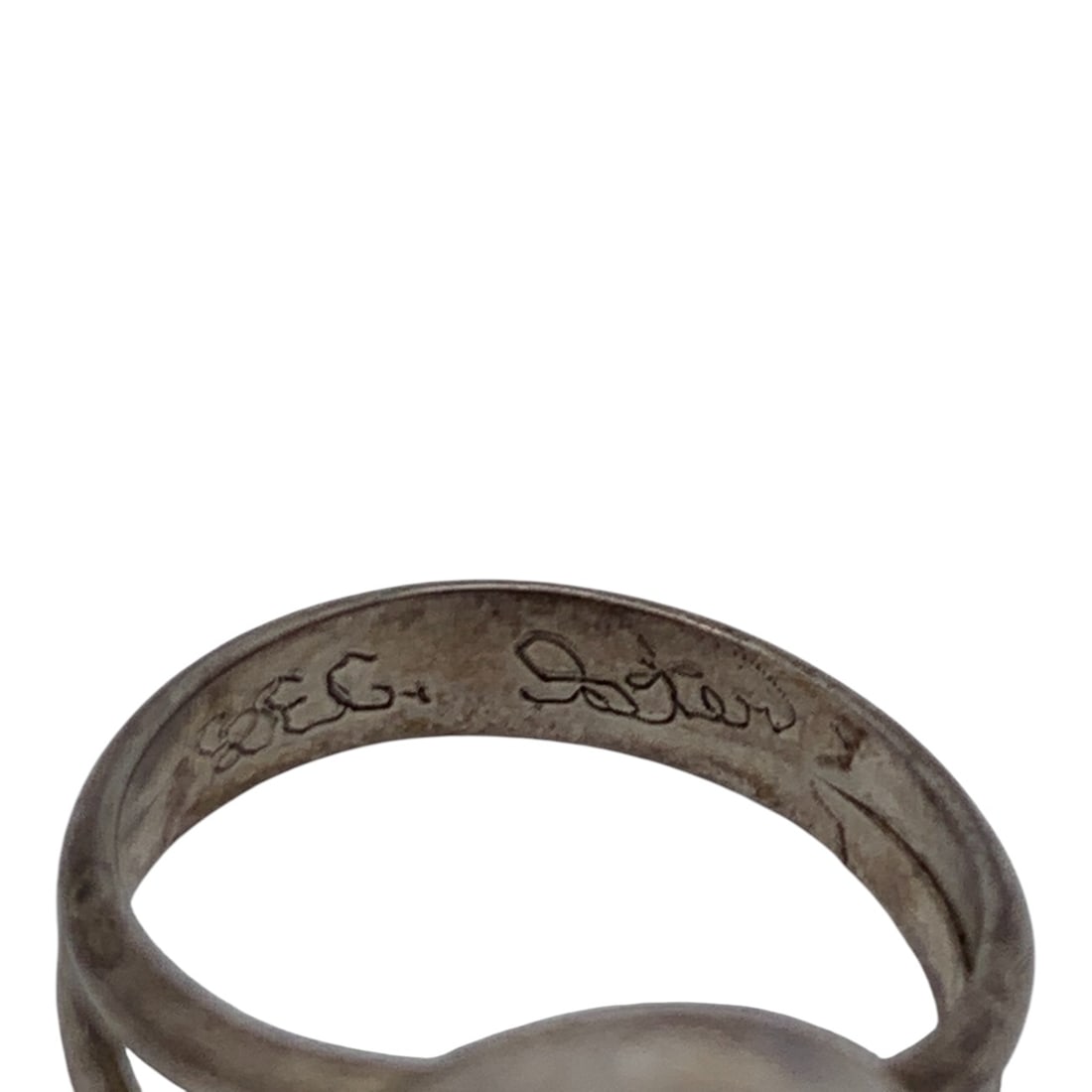 Silver Ring With Blue/black Stone - 6