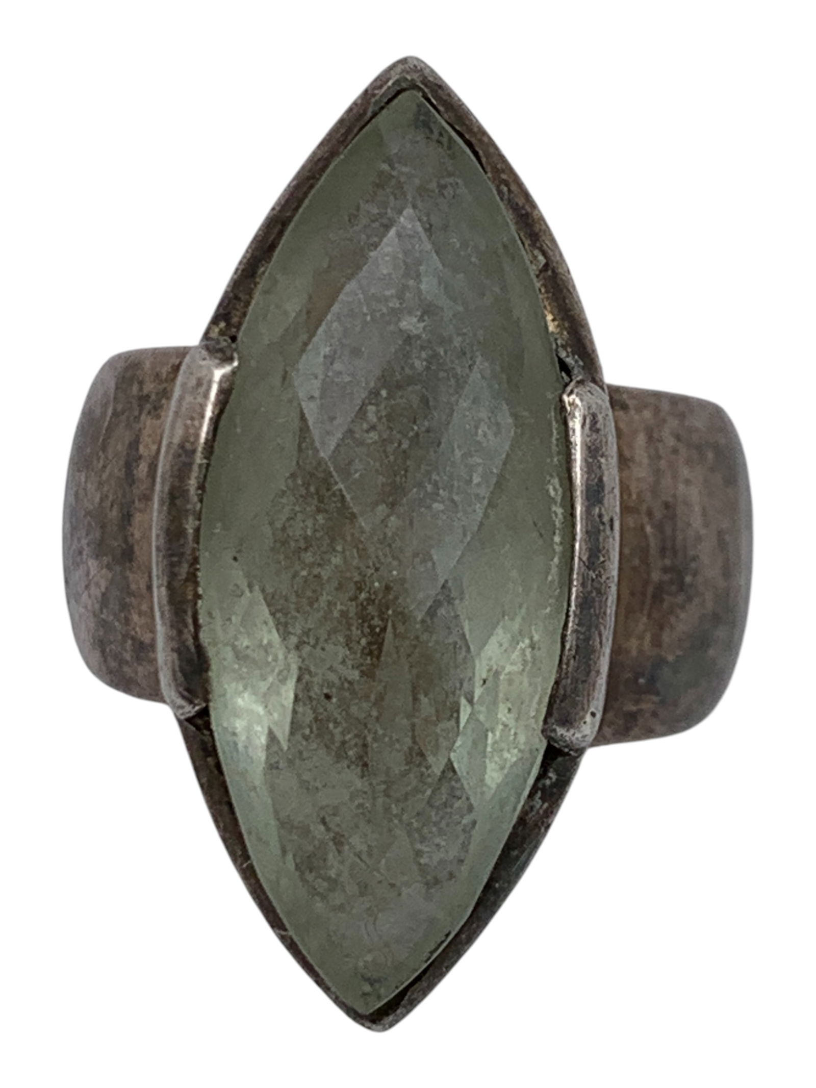 Sterling Silver Ring With Large Green Stones (1 of 6)