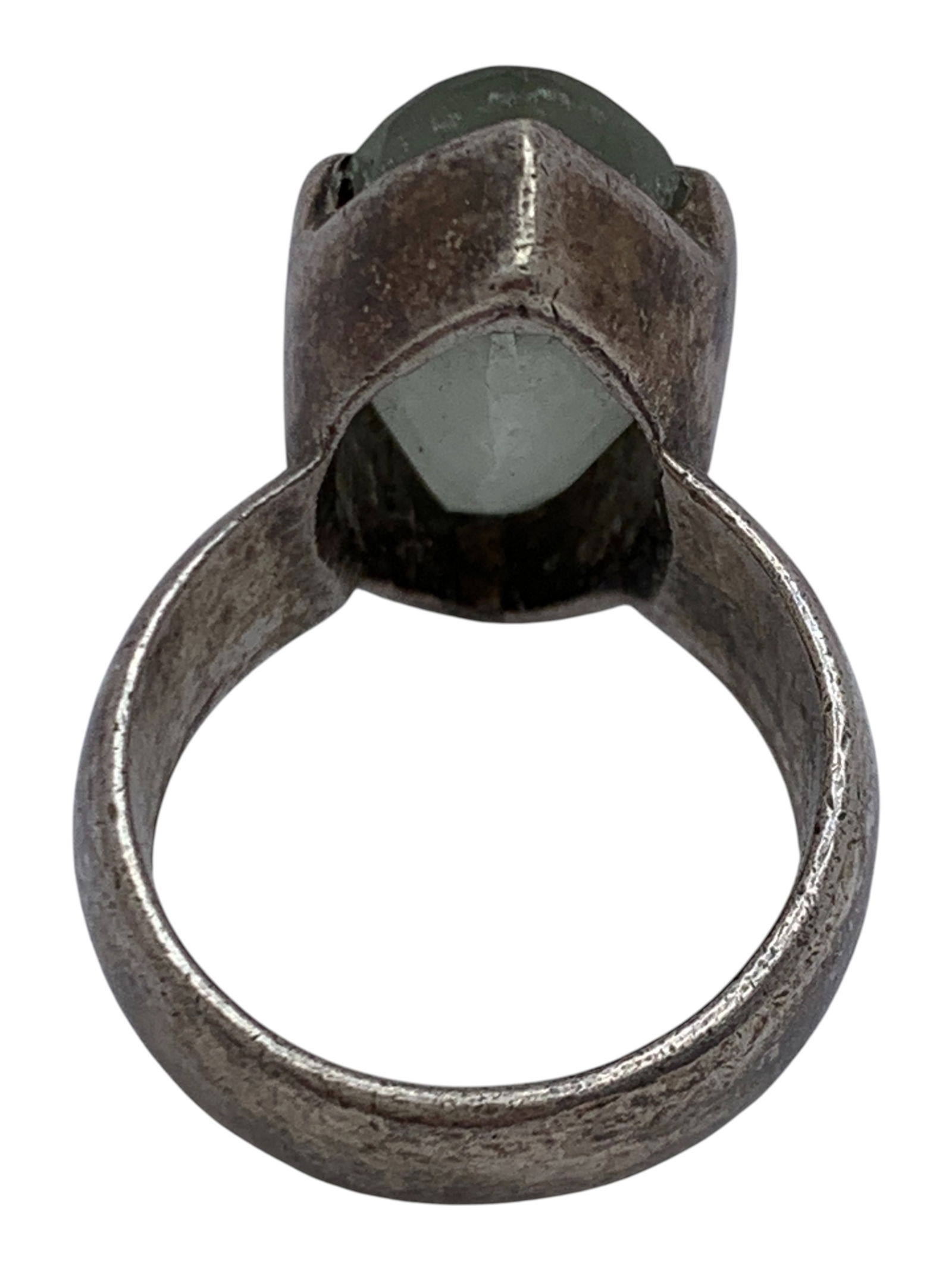 Sterling Silver Ring With Large Green Stones - 2