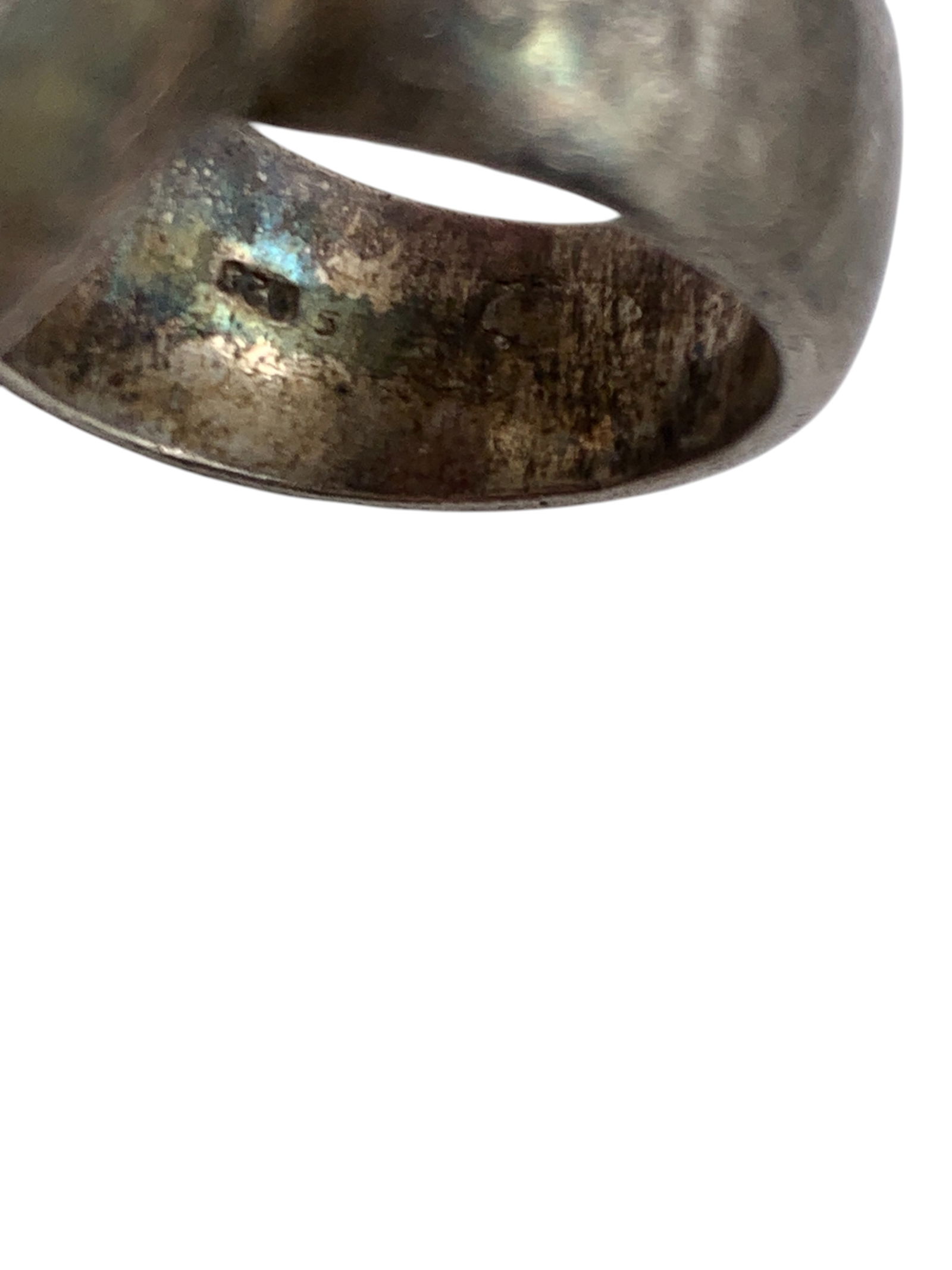 Sterling Silver Ring With Large Green Stones - 6