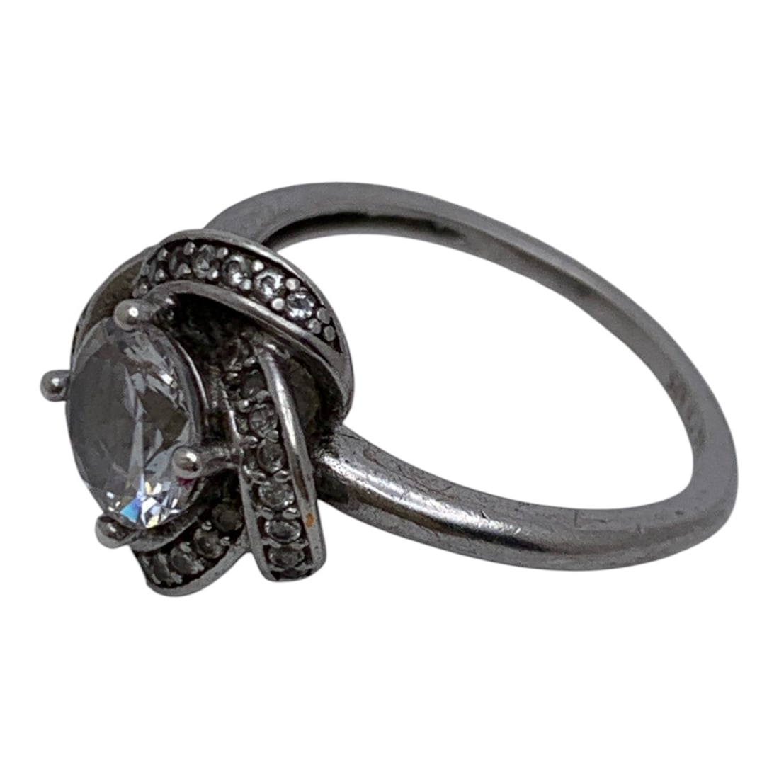 Sterling Silver Ring With Clear Stones - 3