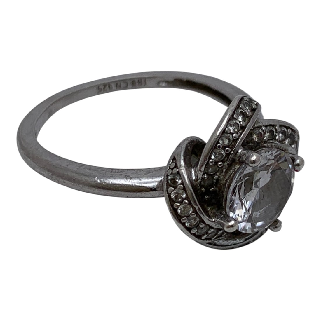 Sterling Silver Ring With Clear Stones - 4