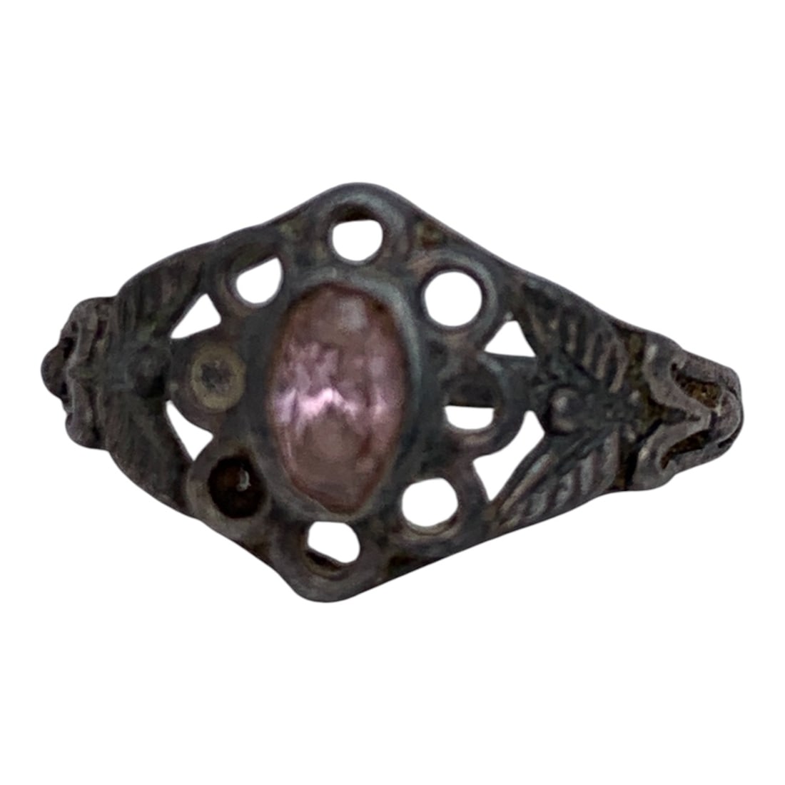 Silver & Pink Stone Ring (1 of 5)