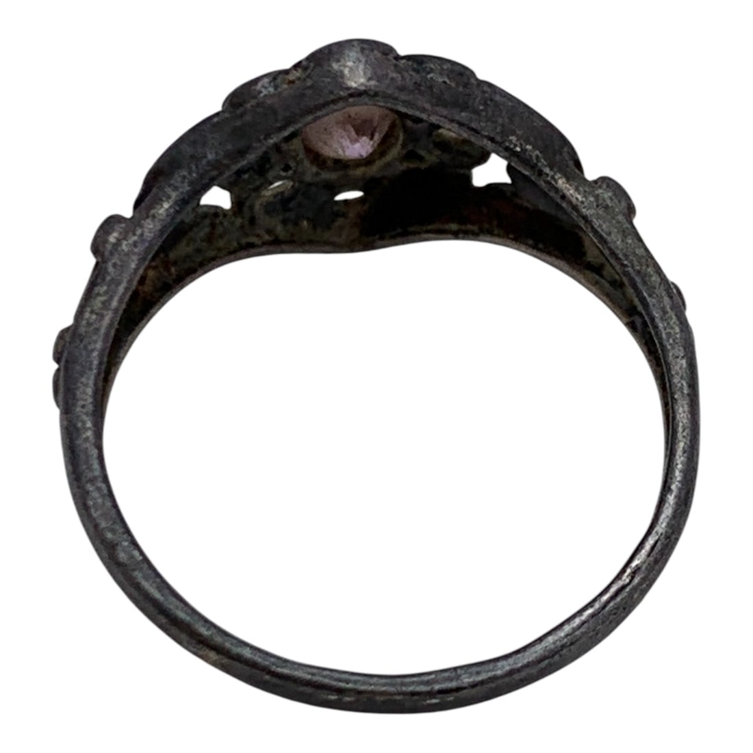 Silver & Pink Stone Ring - 2