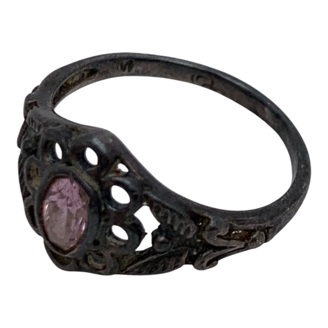 Silver & Pink Stone Ring - 3