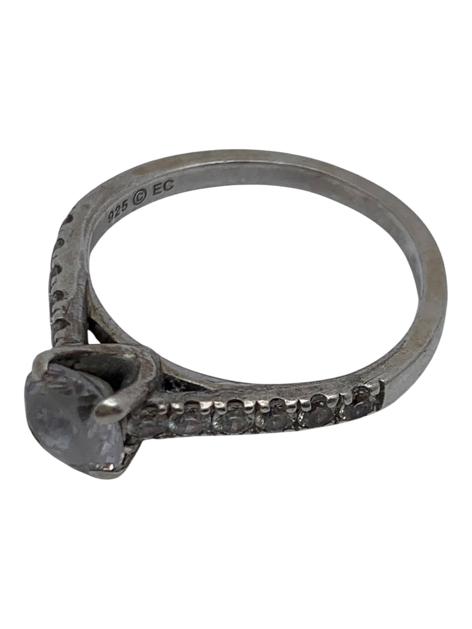 Sterling Silver Ring With Clear Stones - 3