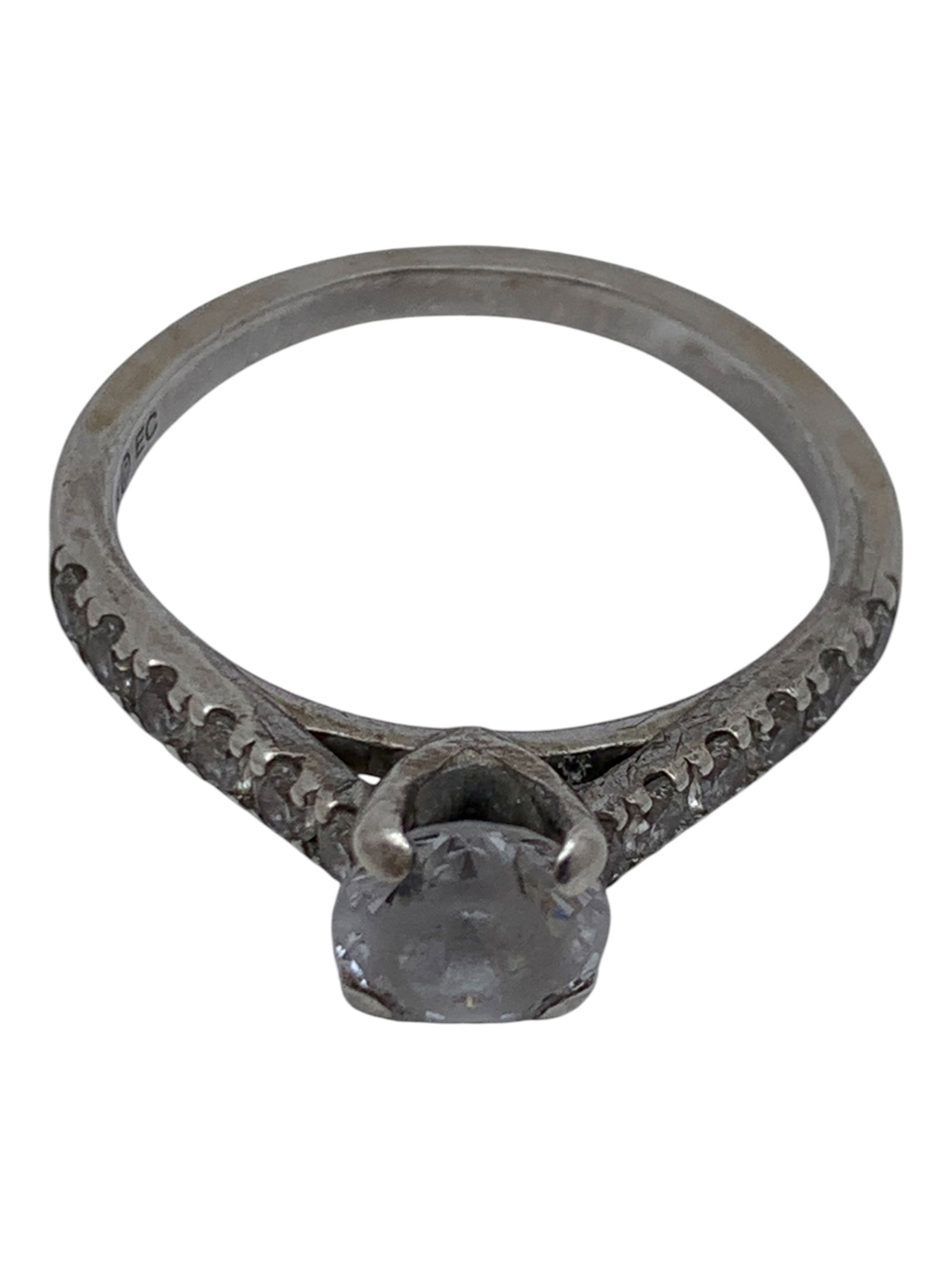 Sterling Silver Ring With Clear Stones - 5