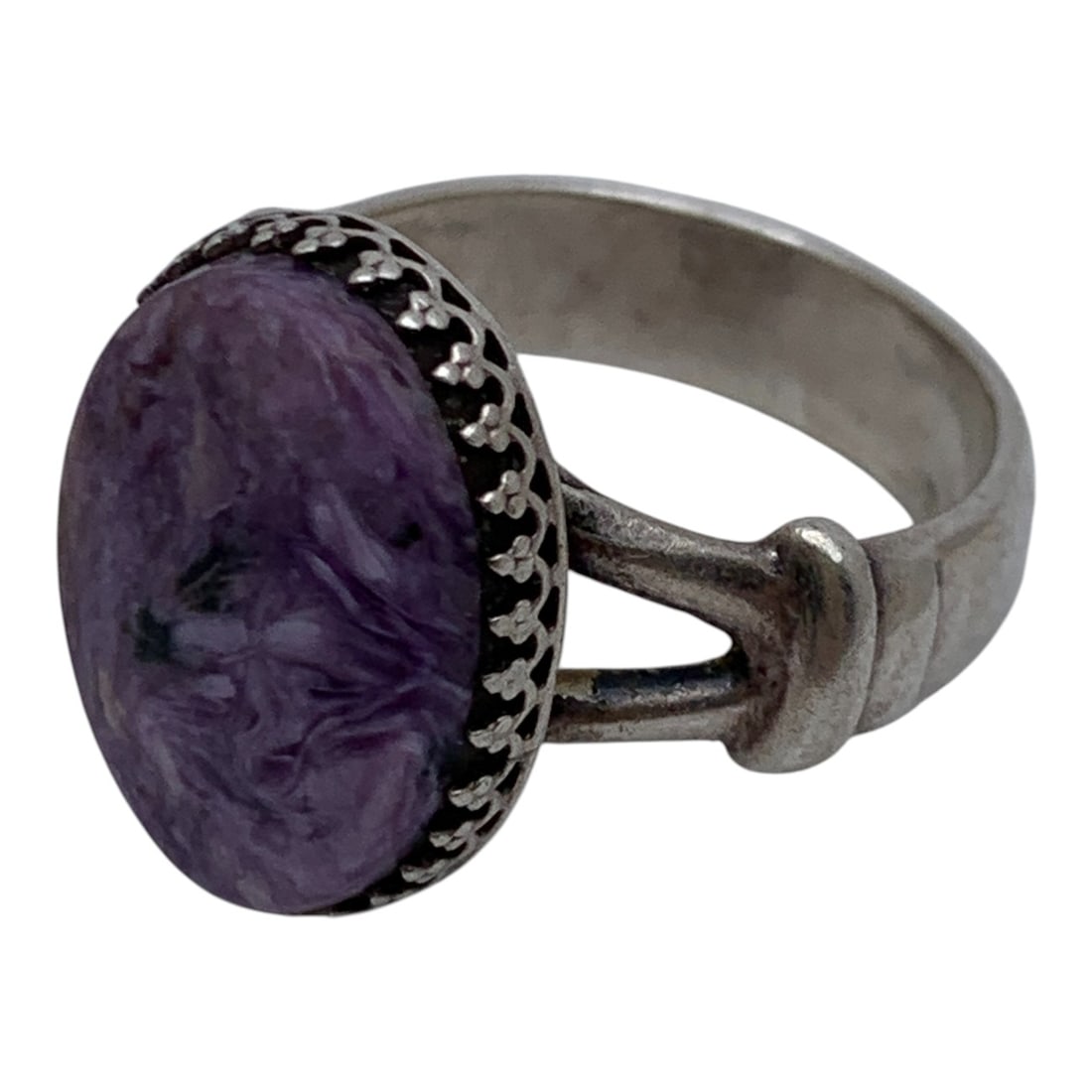 Sterling Silver & Purple Stone Ring - 3