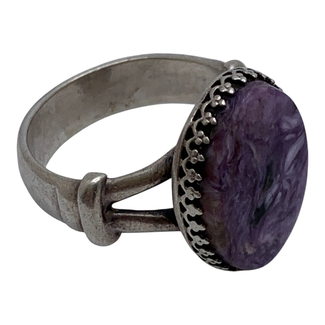 Sterling Silver & Purple Stone Ring - 4