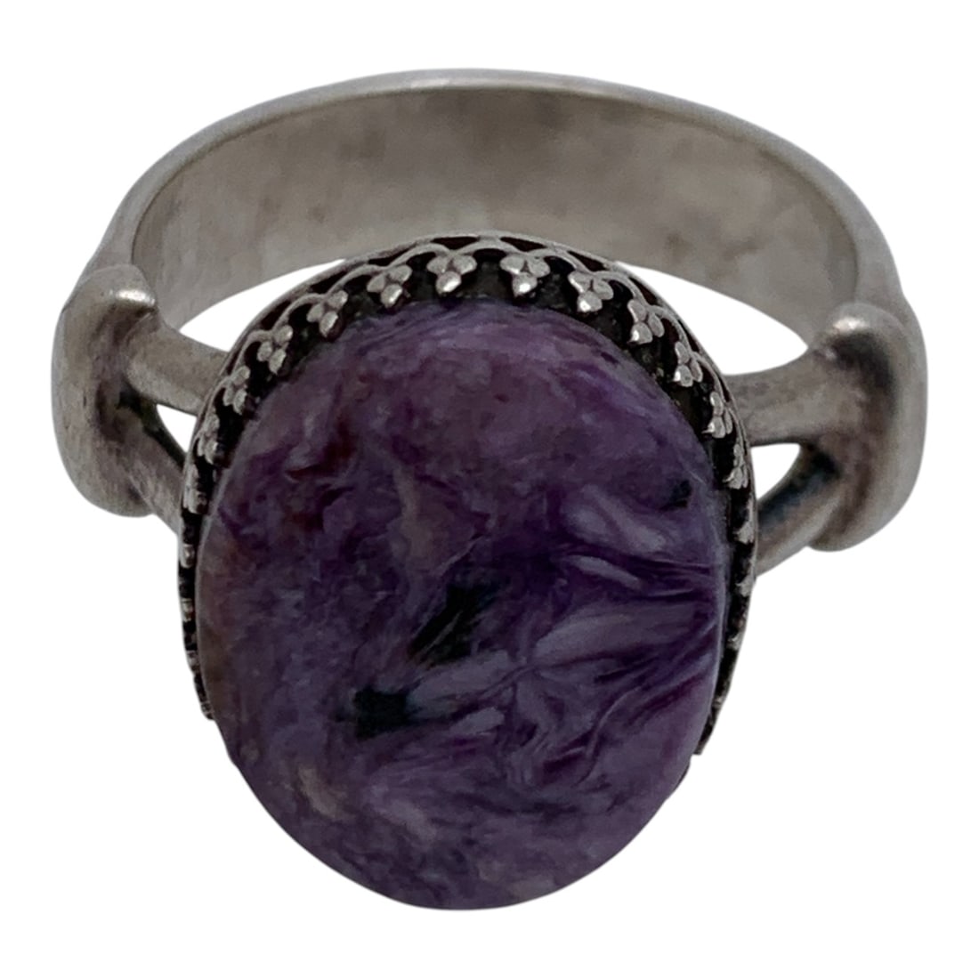 Sterling Silver & Purple Stone Ring - 5