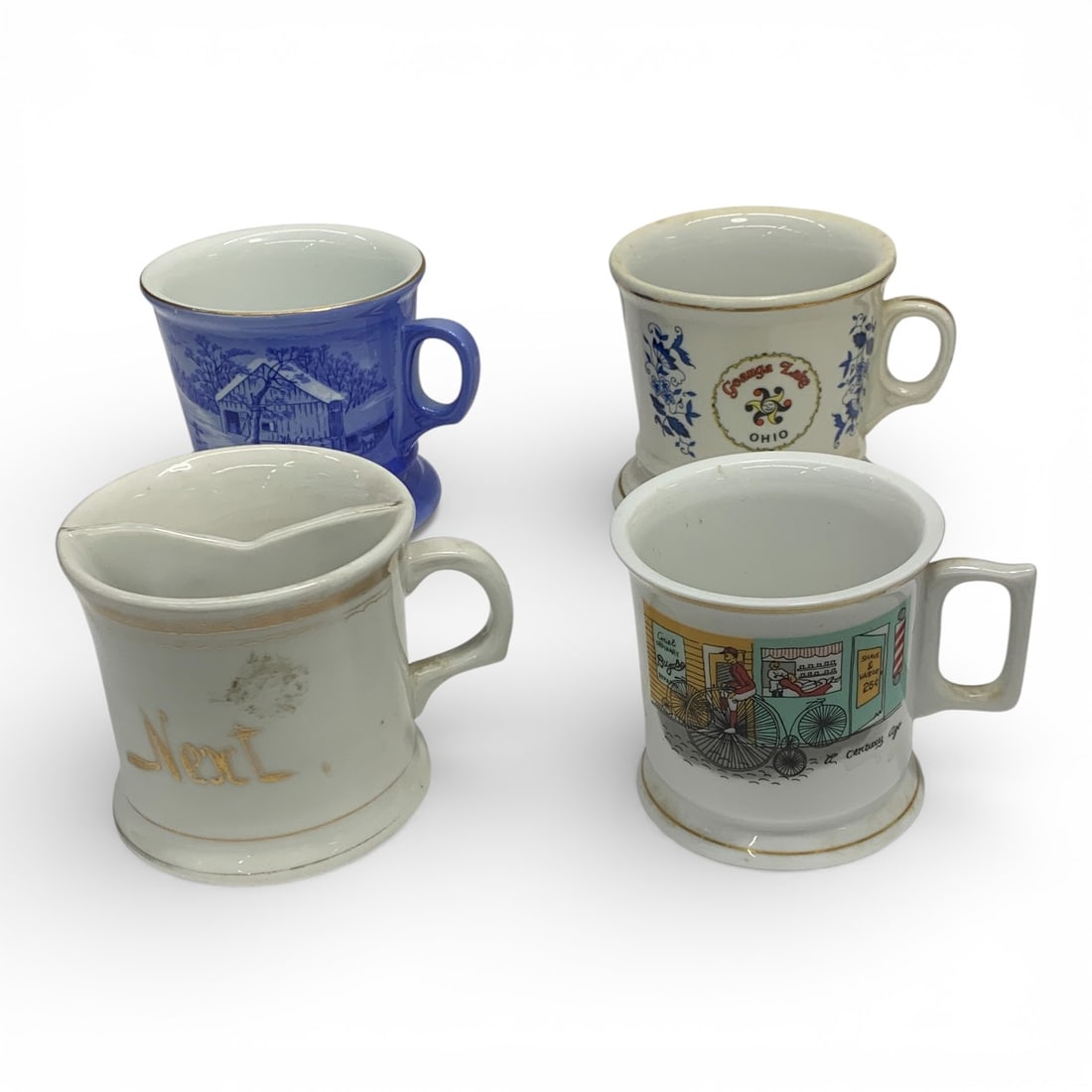 Collection Of 4 Vintage Shaving Mugs: See Photos