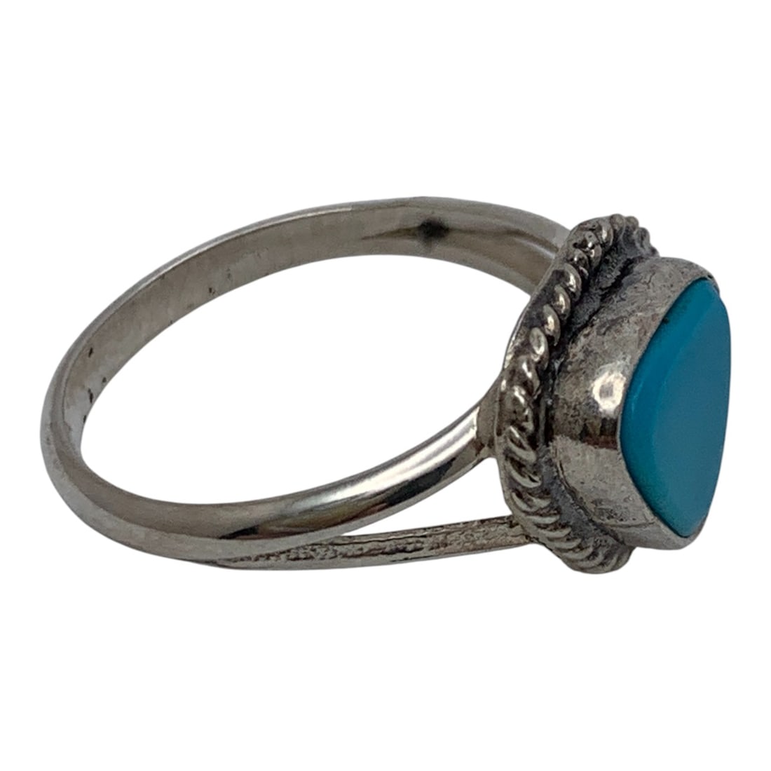 Silver & Blue Stone Ring - 4