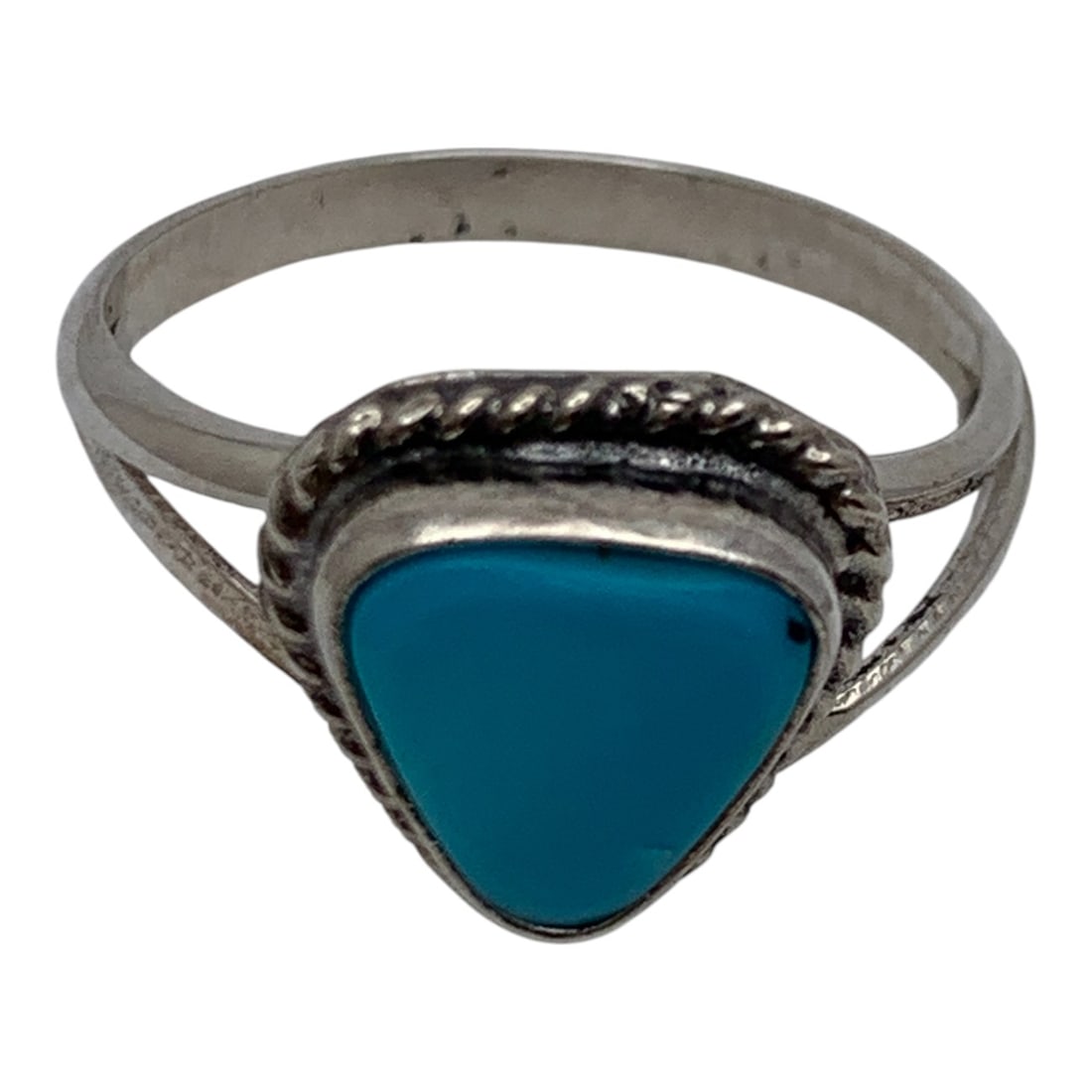 Silver & Blue Stone Ring - 5