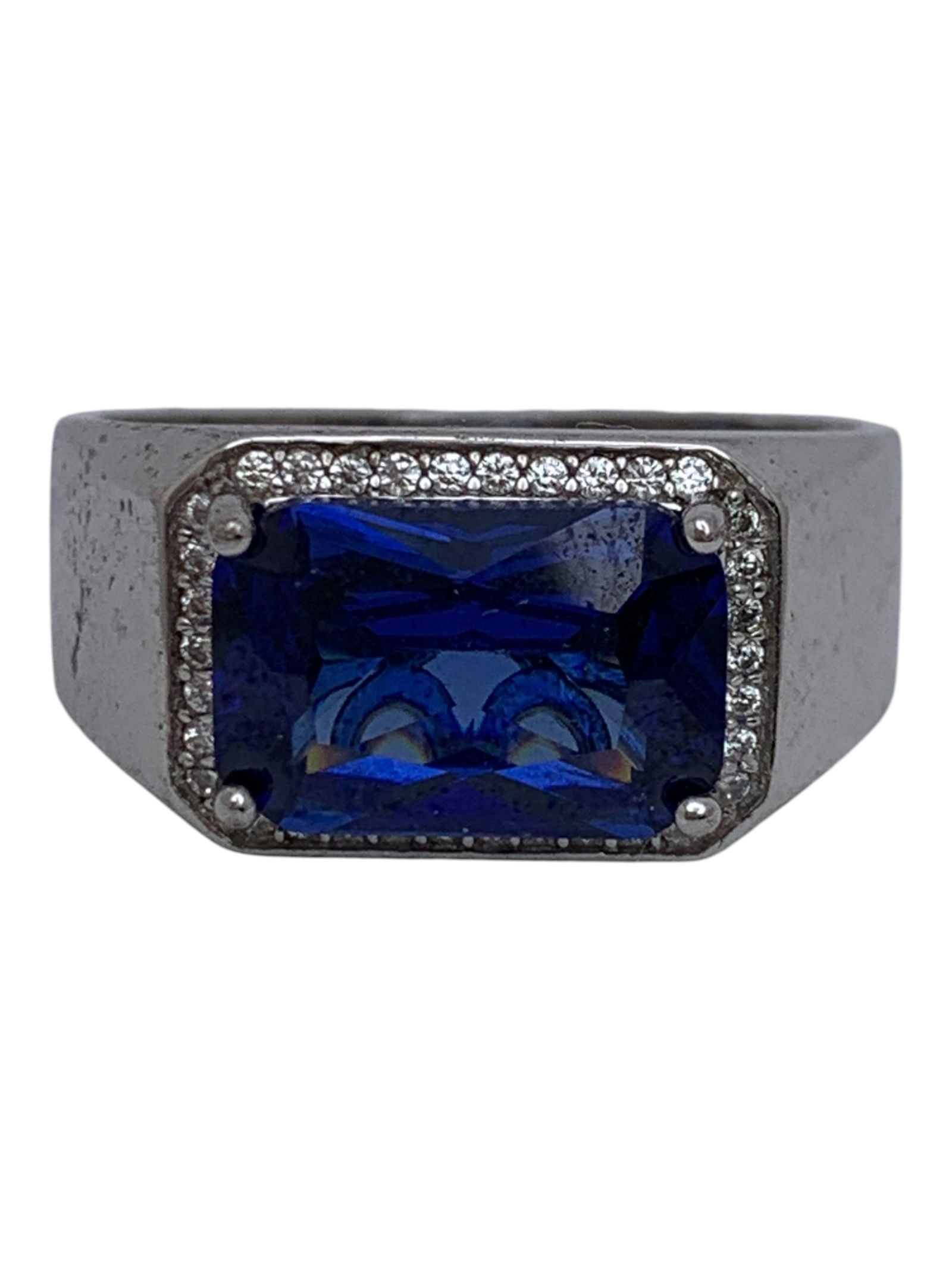 Sterling Silver Ring With Blue & Clear Stones (1 of 6)