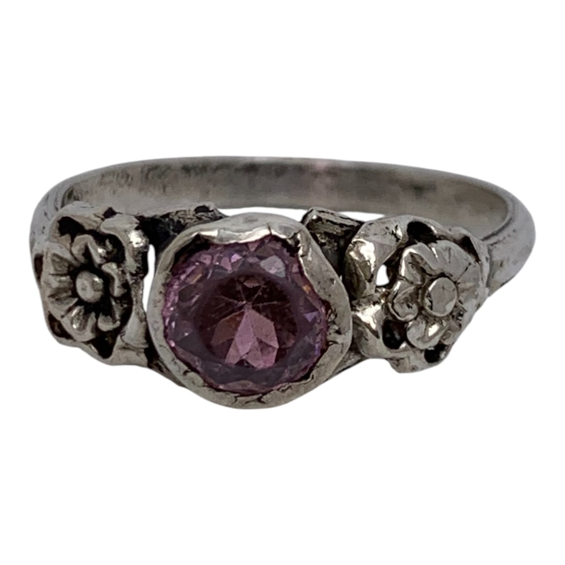 Silver & Pink Stone Ring (1 of 5)