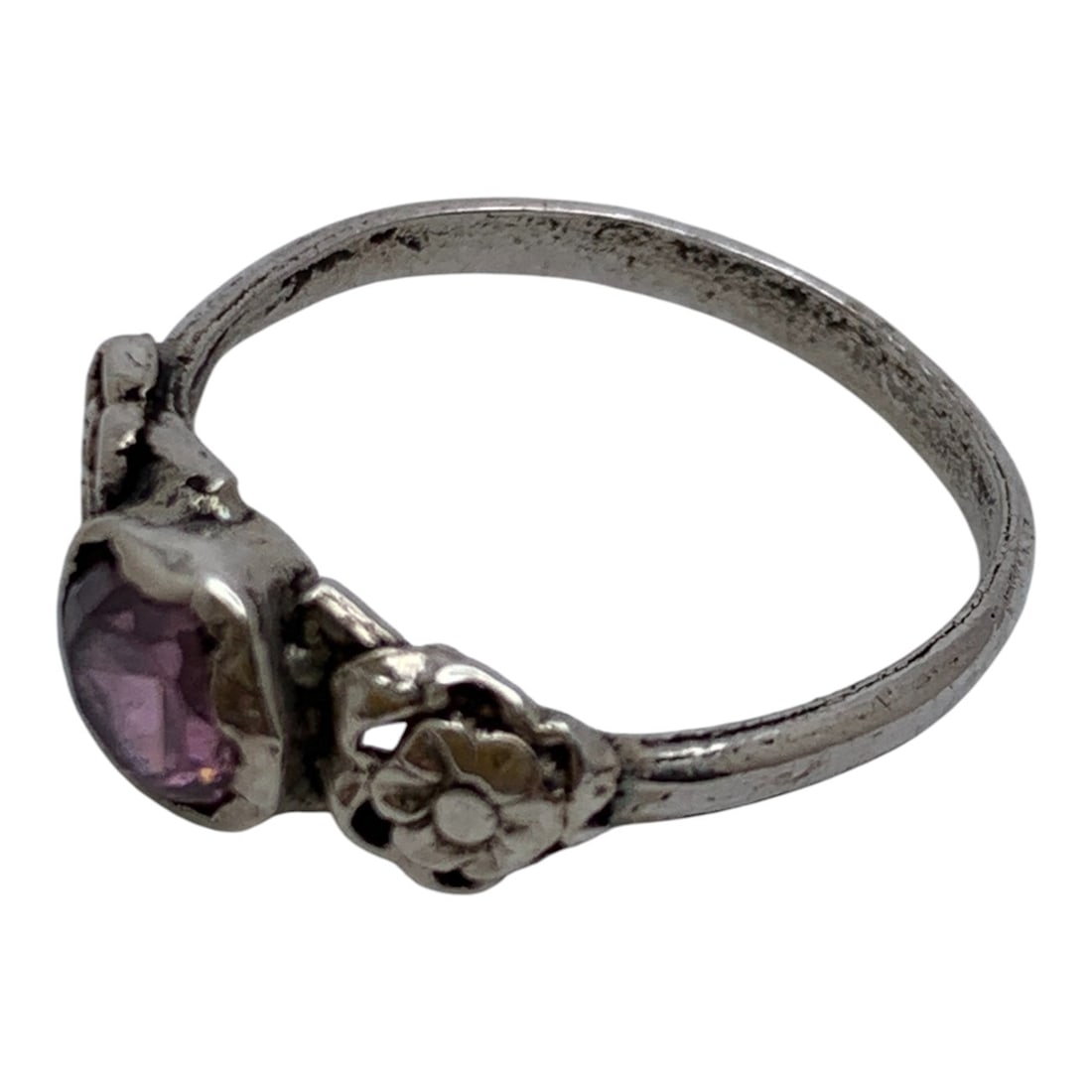 Silver & Pink Stone Ring - 3