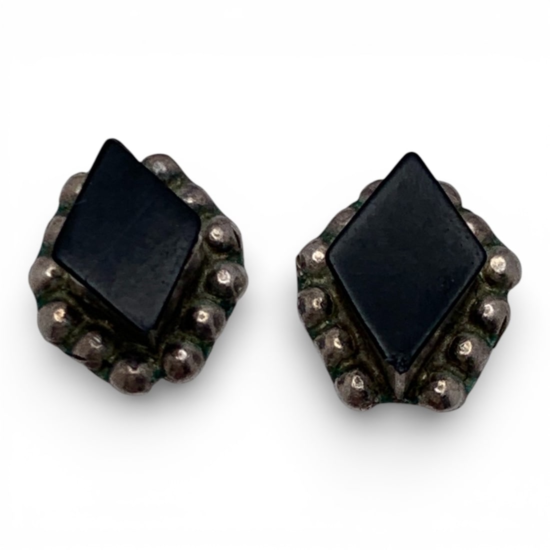 Sterling Silver & Black Stone Earrings (1 of 3)