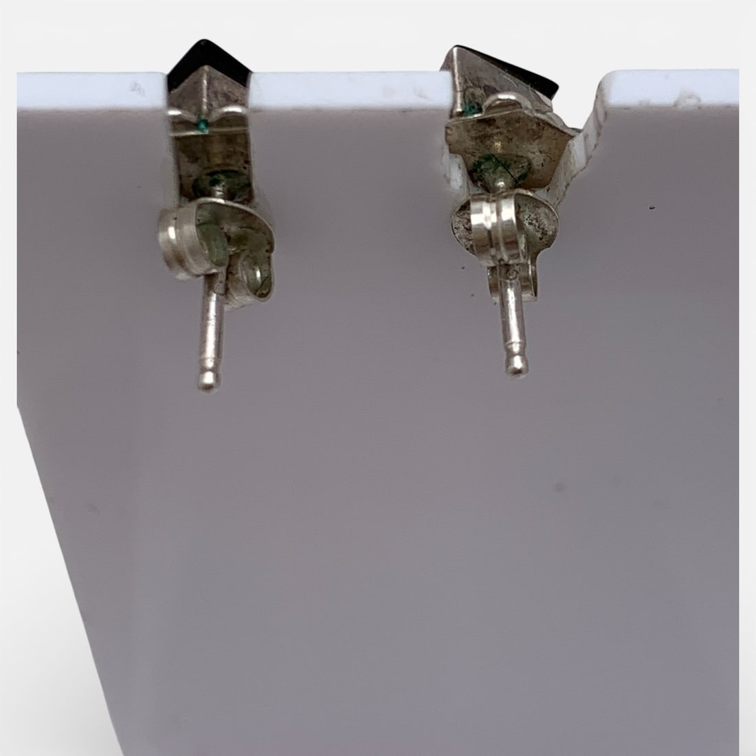 Sterling Silver & Black Stone Earrings - 2