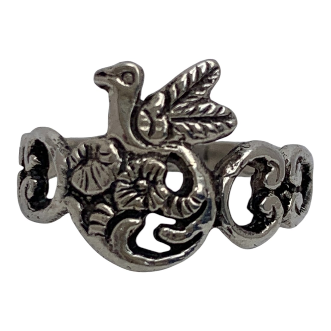 Silver Bird Design Ring: Tests Silver - Size 6.5 - 2.1 Grams