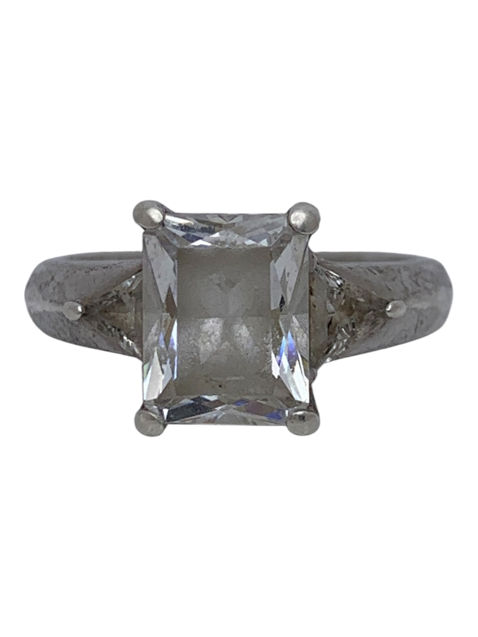 Sterling Silver & Cubic Zirconia Ring: Marked 925 Cz - Size 6 - 4.3 Grams