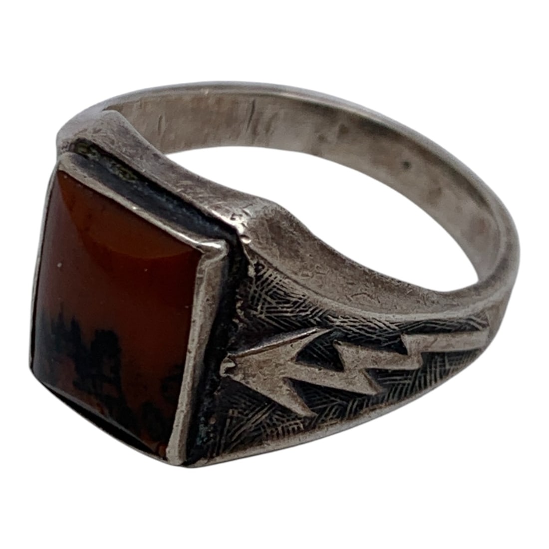 Sterling Silver Ring With Orange Stone - 3