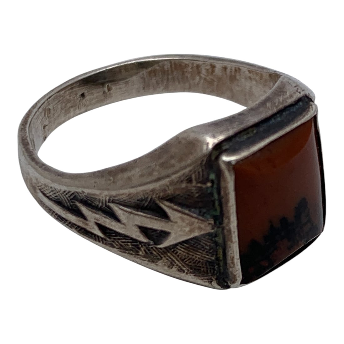 Sterling Silver Ring With Orange Stone - 4