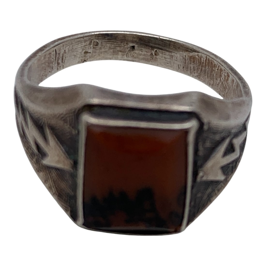 Sterling Silver Ring With Orange Stone - 5