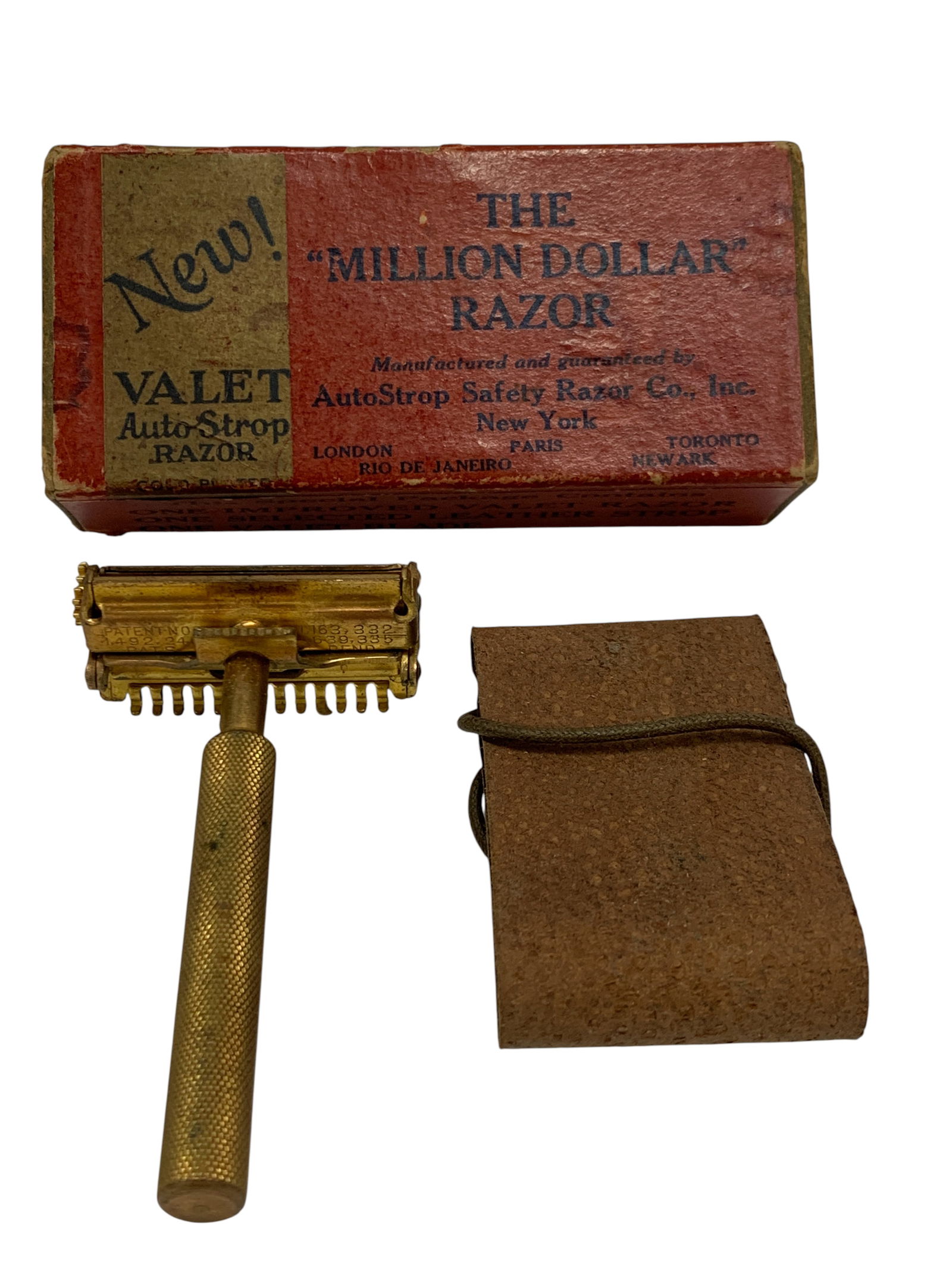 Vintage The Million Dollar Razor Set: Includes Razor, Extra Blades, Leather Strop & Original Box And Papers