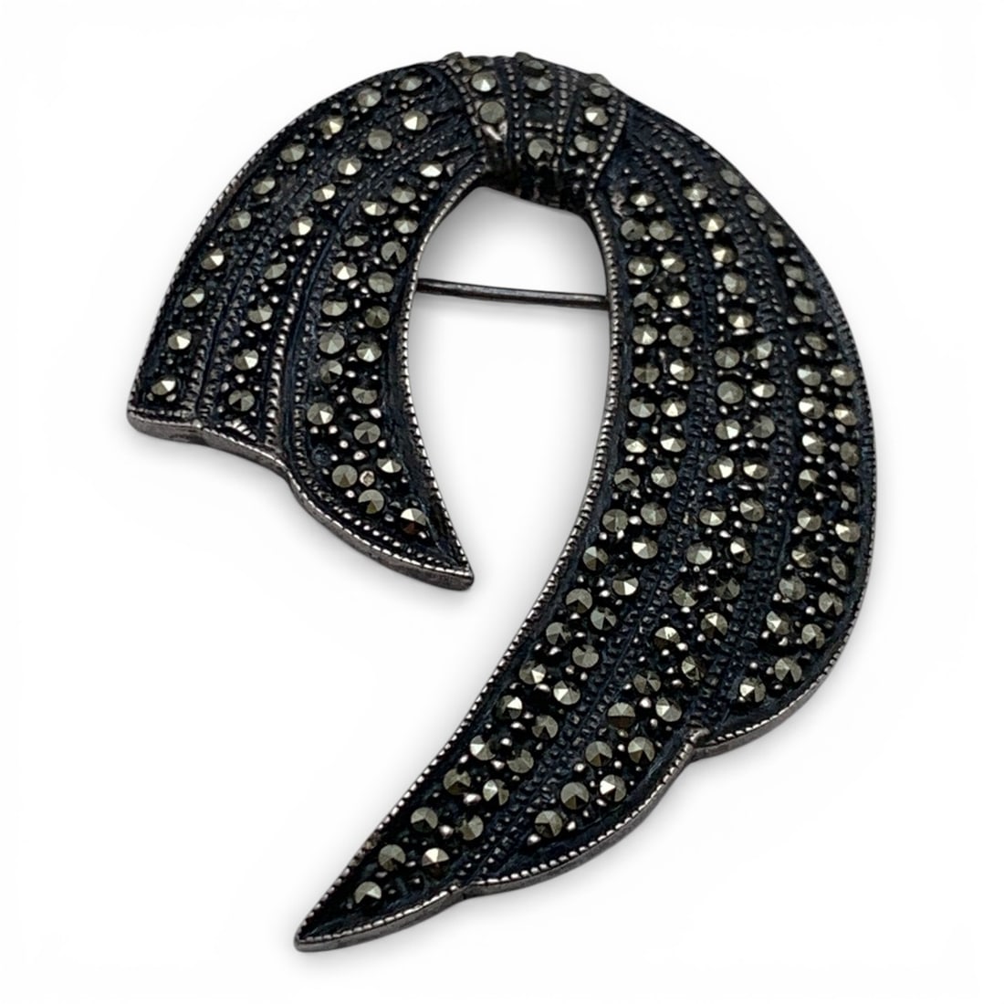 Sterling Silver & Marcasite Pin - 3