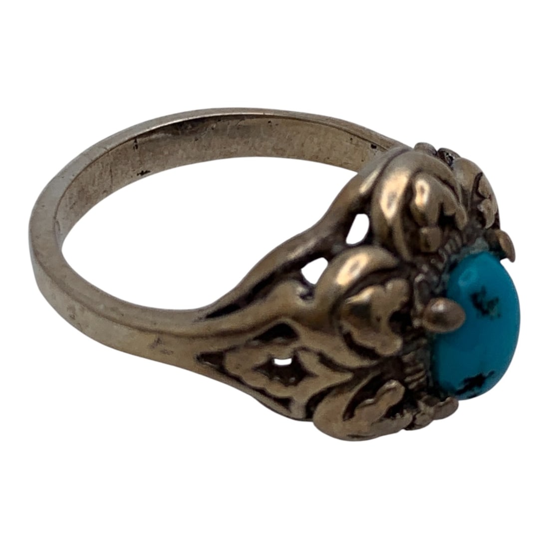 Silver & Blue Stone Ring - 4