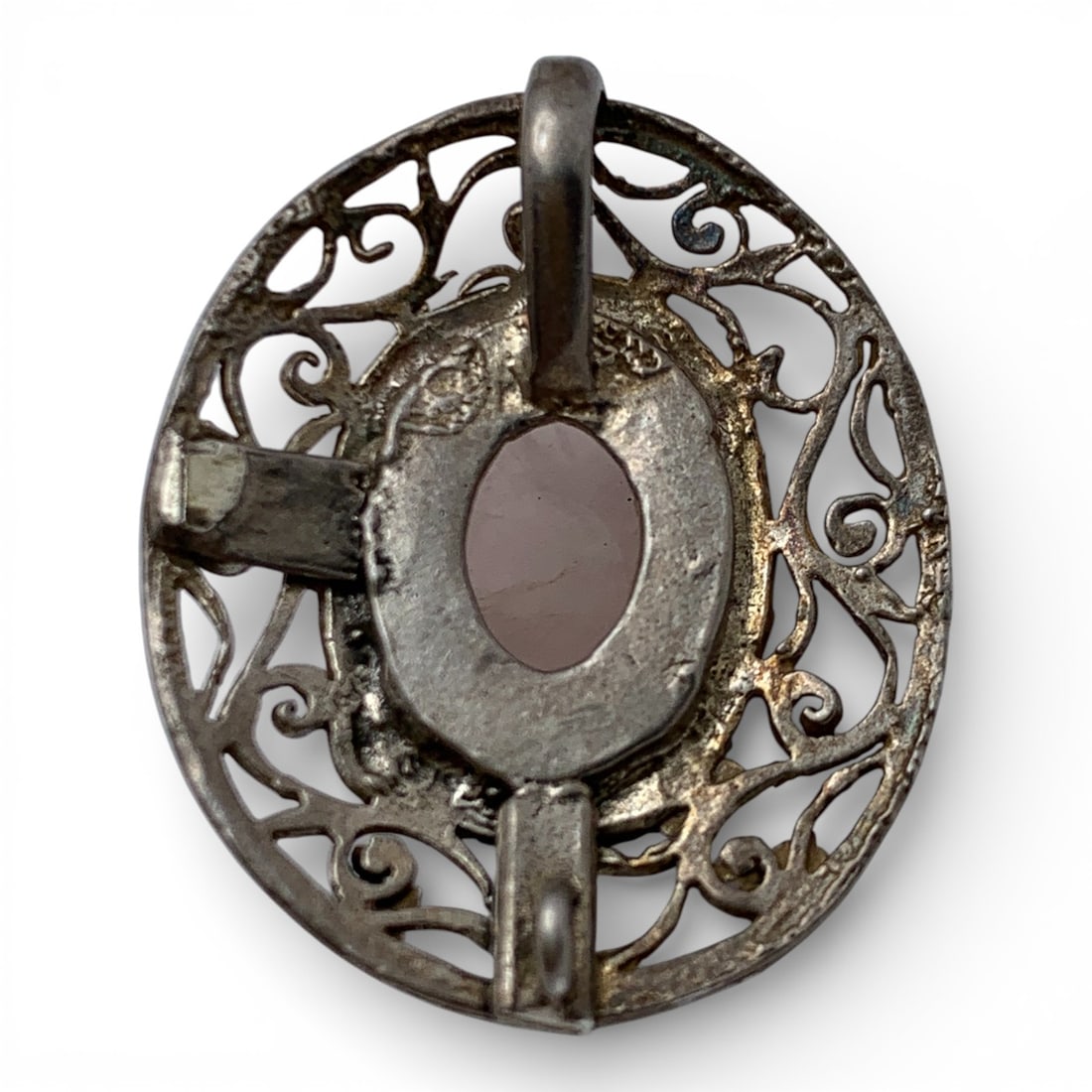 Silver & Pink Stone Pendant - 2