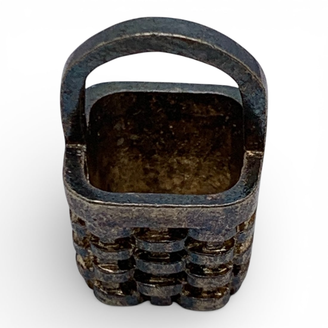 Sterling Silver Basket Pendant: Marked Sterling - 3/4" Long - 4.6 Grams