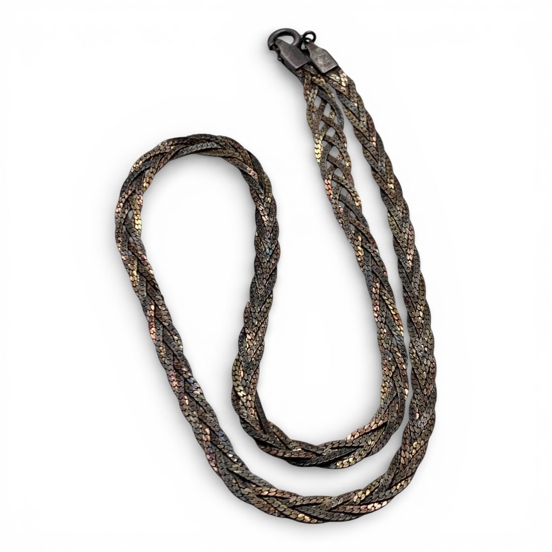 Sterling Silver Braided Necklace: Marked 925 - 16 3/8" Long - 10.3 Grams