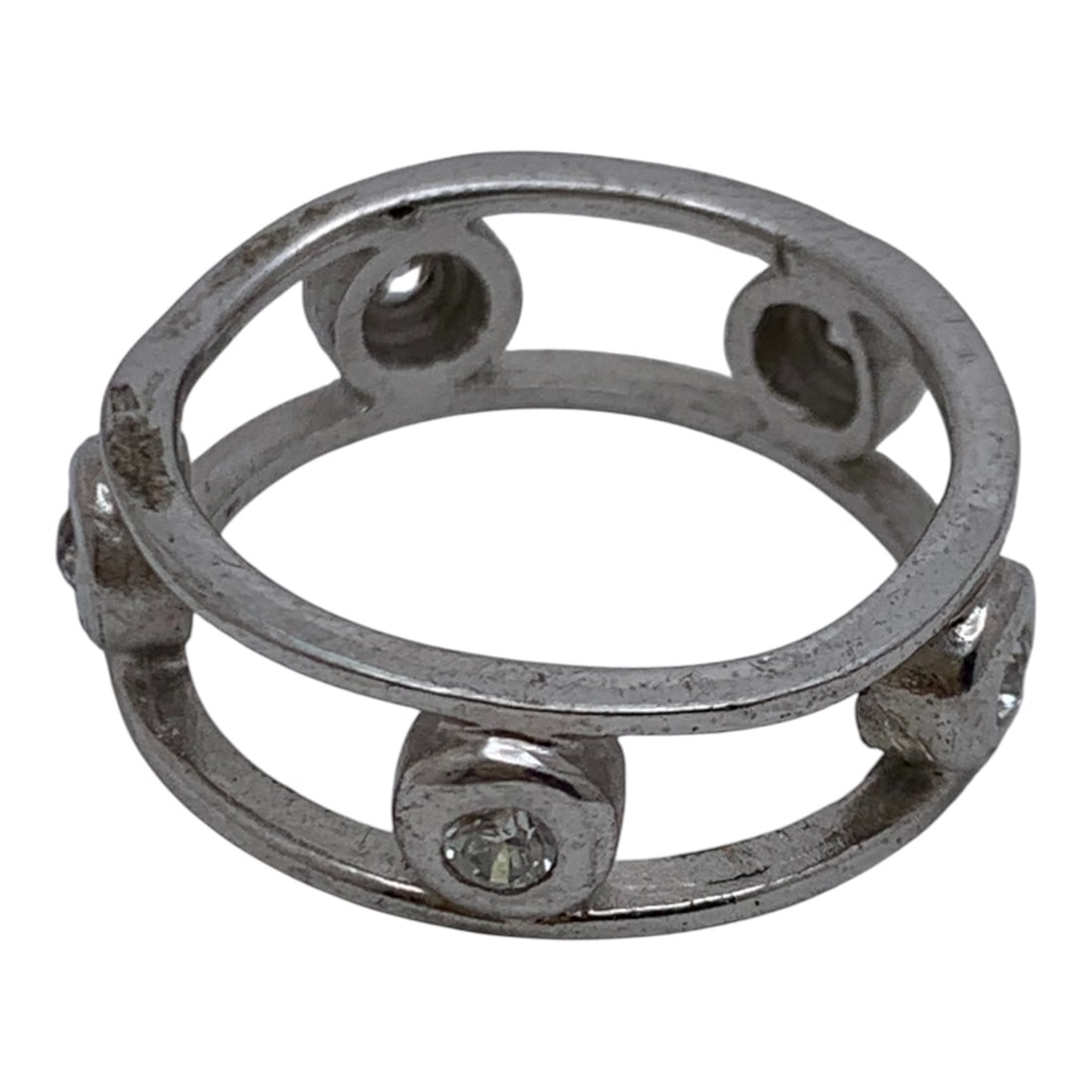Sterling Silver Ring With Clear Stones - 2