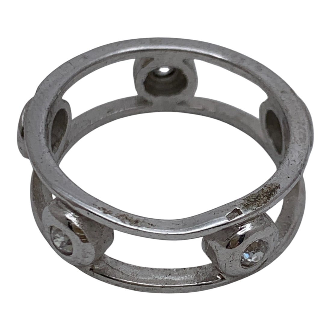 Sterling Silver Ring With Clear Stones - 3