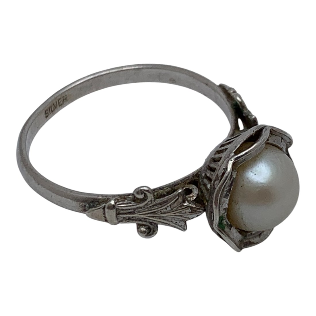 Silver & White Pearl Ring - 4